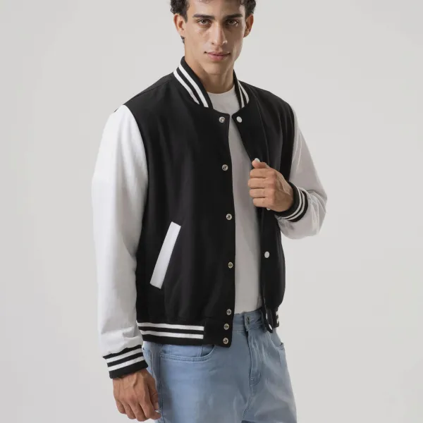 Black & White Lightweight Letterman Jacket