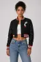 Cincinnati Bearcats Black Wool & Black Leather Crop Top Jacket