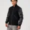 Black Melton Wool Body & Cowhide Leather Sleeves Jacket with Zipper