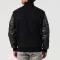 Black Melton Wool Body & Cowhide Leather Sleeves Jacket with Zipper