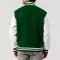 Kelly Green Wool Body & White Leather Sleeves Letterman Jacket With Zipper