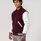 Maroon Body & White Sleeves Letterman Jacket With Byron Collar & Zipper