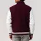 Maroon Body & White Sleeves Letterman Jacket With Byron Collar & Zipper