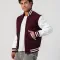 Maroon Wool Body & White Leather Sleeves Letterman Jacket With Zipper