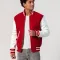 Scarlet Wool Body & White Leather Sleeves Letterman Jacket With Zipper