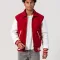 Scarlet Wool Body & White Leather Sleeves Letterman Jacket With Byron Collar
