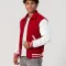 Scarlet Wool Body & White Leather Sleeves Letterman Jacket With Byron Collar