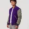 Purple Body & Grey Leather Sleeves Letterman Jacket