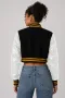 VCU Black Wool & White Leather Crop Top Jacket