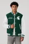 Michigan State Spartans Green Wool & White Leather Varsity Jacket