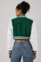 Michigan State Spartans Green Wool & White Leather Crop Top Jacket