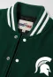 Michigan State Spartans Green Wool & White Leather Crop Top Jacket