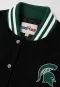Michigan State Spartans Black Wool & Black Leather Crop Top Jacket