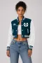Utah State Aggies Blue Wool & White Leather Crop Top Jacket