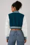Utah State Aggies Blue Wool & White Leather Crop Top Jacket
