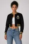 Purdue Boilermakers Black Wool & Black Leather Crop Top Jacket