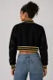 Purdue Boilermakers Black Wool & Black Leather Crop Top Jacket