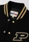 Purdue Boilermakers Black Wool & Black Leather Crop Top Jacket