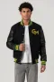 George Mason Patriots Black Wool & Black Leather Varsity Jacket