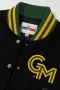 George Mason Patriots Black Wool & Black Leather Crop Top Jacket