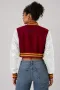 Iowa State Cyclones Cardinal Red Wool & White Leather Crop Top Jacket