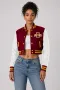 Iowa State Cyclones Cardinal Red Wool & White Leather Crop Top Jacket
