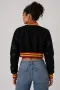 Iowa State Cyclones Black Wool & Black Leather Crop Top Jacket