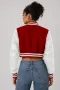 Houston Cougars Scarlet Wool & White Leather Crop Top Jacket