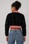 Houston Cougars Black Wool & Black Leather Crop Top Jacket
