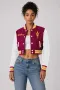 Arizona State Sun Devils Maroon Wool & Bright White Leather Crop Top Varsity Jacket