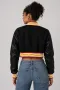 Arizona State Sun Devils Black Wool & Black Leather Crop Top Varsity Jacket