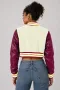 Arizona State Sun Devils Off-White Wool & Maroon Leather Crop Top Varsity Jacket