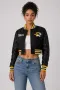 Missouri Tigers Black Wool & Black Leather Crop Top Varsity Jacket