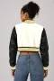 Missouri Tigers Off-White Wool & Black Leather Crop Top Varsity Jacket