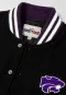 Kansas State Wildcats Black Wool & Black Leather Crop Top Varsity Jacket