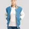 Newark Blue Wool Body & Bright White Leather Sleeves Letterman Jacket
