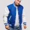 Bright Royal Blue Wool & Bright White Genuine Leather Varsity Letterman Jacket