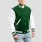 Kelly Green Wool Body & White Faux Leather Sleeves Letterman Jacket