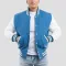 Newark Blue Wool Body & White Faux Leather Sleeves Letterman Jacket