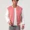 Pink Wool Body & White Faux Leather Sleeves Letterman Jacket