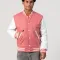 Pink Wool Body & White Faux Leather Sleeves Letterman Jacket