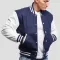 Royal Blue Wool Body & White Faux Leather Sleeves Letterman Jacket