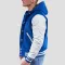 Bright Royal Wool Body & White Faux Leather Sleeves Hoodie Letterman Jacket