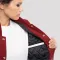 JB Cardinal Red Wool Body & Bright White Faux Leather Sleeves Letterman Jacket