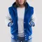 Bright Royal Wool Body & Bright White Faux Leather Sleeves Hoodie Letterman Jacket